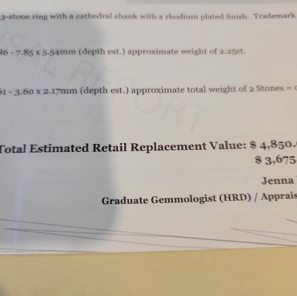 10ct Gold Black Diamond 2.25ct + 2 Brilliant Side Clear Diamonds With Apprasial - Picture 5 of 13